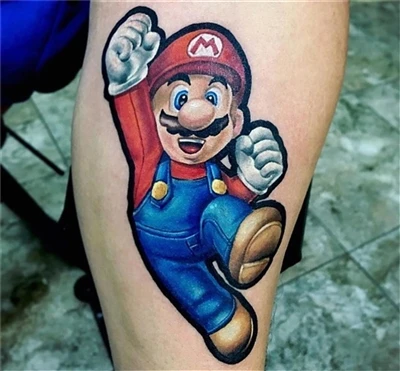 Mario Bross Tattoo ทำโดย @ nacho_serrano_2012 จากอาร์เจนตินาพร้อม #sparkcartr...