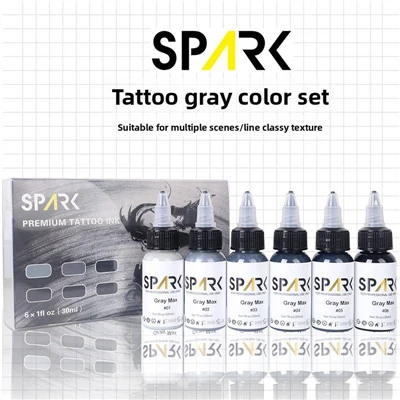 ชุดหมึกรอยสักถาวรแบบกำหนดเองระดับมืออาชีพ 30ml/1oz Spark Grey Pigment Kit Organic สำหรับศิลปิน