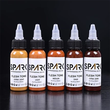 ผิวสีชุด 1OZ 5 ชิ้น Leadfree Tattoo Ink Spark Tattoo Ink Professional Tattoo Ink Cover Ups ผสมและเครื่องสำอางรอยสัก