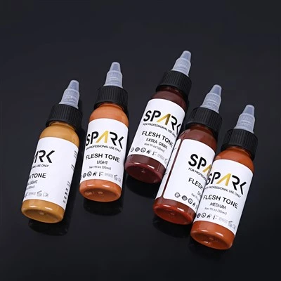 Spark Tattoo Ink Skin Color Set 1oz 5 ชิ้นสำหรับการปิดฝาสำหรับการผสมผลิตภัณฑ์ความงามและการดูแลส่วนบุคคล