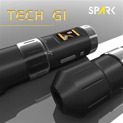 SPARK TECH เครื่องสักไร้สายระดับมืออาชีพแบบปรับได้ G1 2-4 มม. พร้อมเข็มอลูมิเนียมแบบชาร์จได้สำหรับศิลปะบนเรือนร่าง