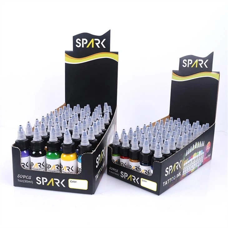 50 ชุดสีหมึกสักหมึกสักแสงสีดำ Spark Original