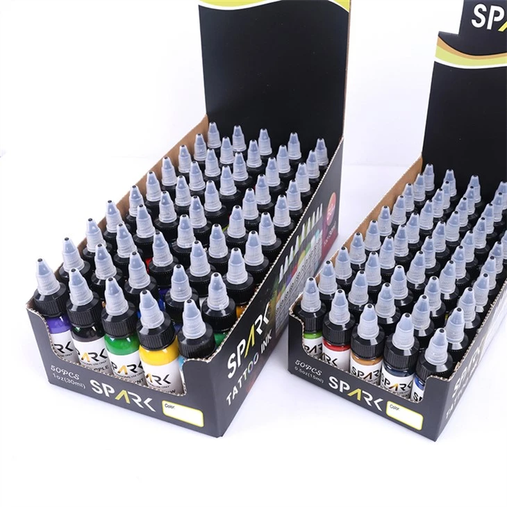 50 ชุดสีหมึกสัก Real Dark Gloss Black Spark Tattoo Ink