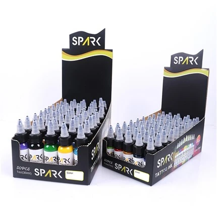 50 ชุดสีหมึกสักหมึกสักแสงสีดำ Spark Original