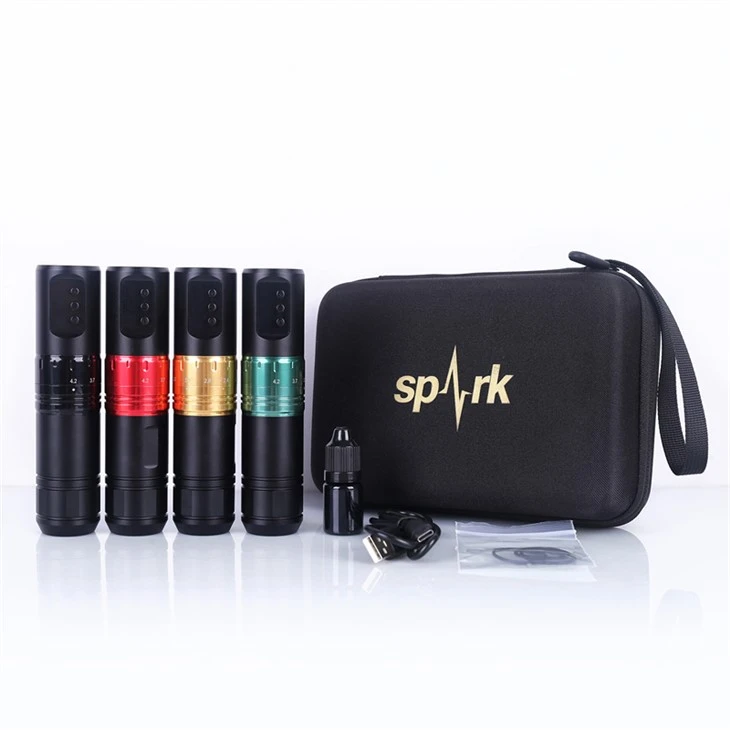 ปรับความยาว Stroken Spark Tattoo Machine เครื่องสักไร้สายปากกาสักไร้สาย