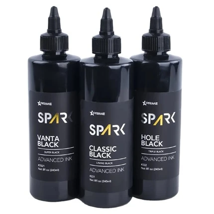 หมึกสัก 8 ออนซ์ Super Black Black Ink Series Vanta Black Spark Tattoo Ink ชุดหมึกสัก