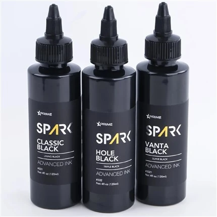หมึกสักจำนวนมาก 8OZ Black Ink Series Hole Black Triple Black Spark Tattoo Ink Leadfree Tattoo Ink